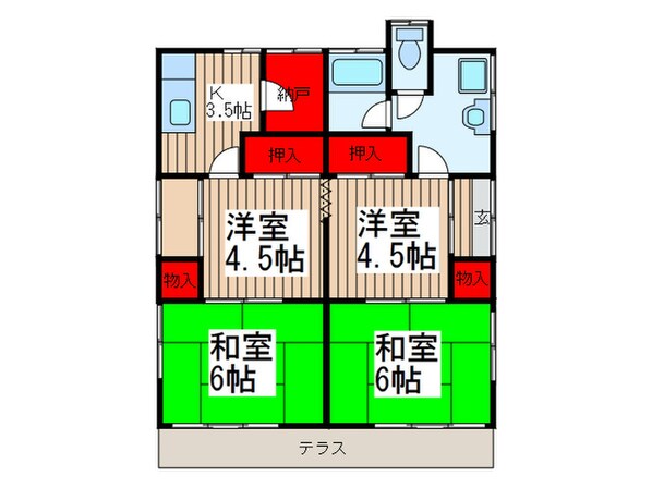 瓦葺貸家の物件間取画像